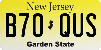 NJ license plate B70QUS