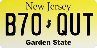 NJ license plate B70QUT