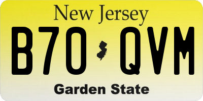NJ license plate B70QVM