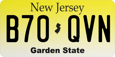 NJ license plate B70QVN