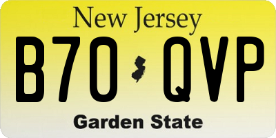 NJ license plate B70QVP