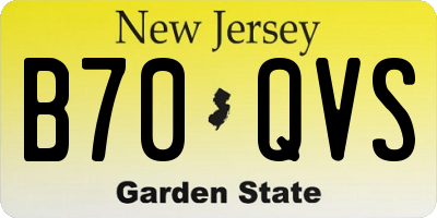 NJ license plate B70QVS