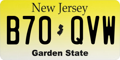 NJ license plate B70QVW