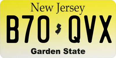NJ license plate B70QVX
