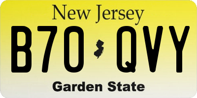 NJ license plate B70QVY