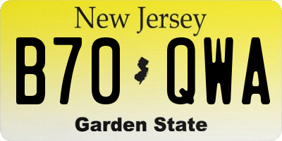 NJ license plate B70QWA