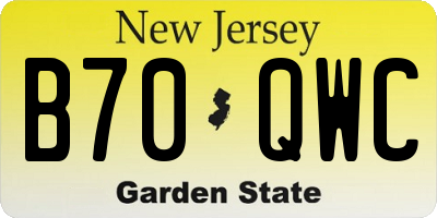 NJ license plate B70QWC