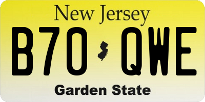 NJ license plate B70QWE
