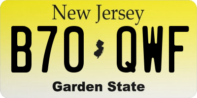 NJ license plate B70QWF