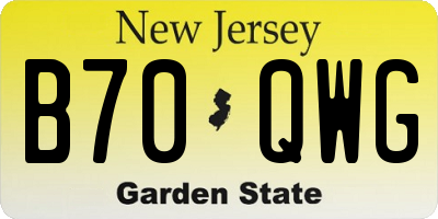 NJ license plate B70QWG