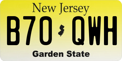 NJ license plate B70QWH