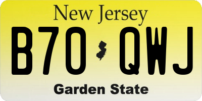 NJ license plate B70QWJ