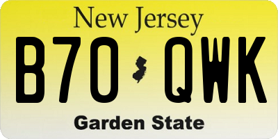 NJ license plate B70QWK