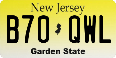 NJ license plate B70QWL