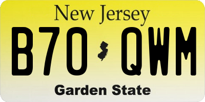NJ license plate B70QWM