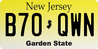 NJ license plate B70QWN