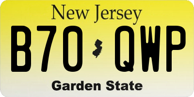 NJ license plate B70QWP