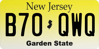 NJ license plate B70QWQ
