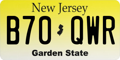 NJ license plate B70QWR