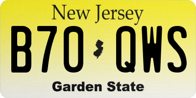 NJ license plate B70QWS
