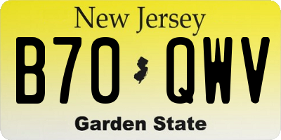 NJ license plate B70QWV