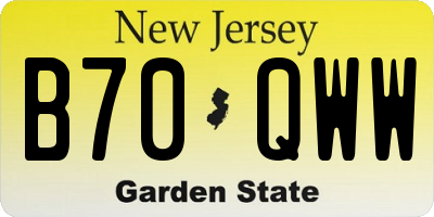 NJ license plate B70QWW