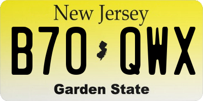 NJ license plate B70QWX