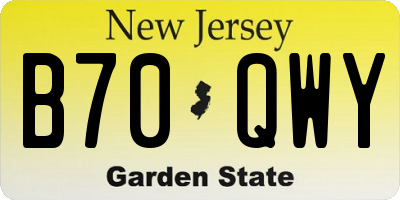 NJ license plate B70QWY