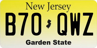 NJ license plate B70QWZ