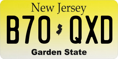 NJ license plate B70QXD
