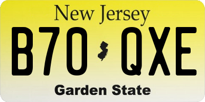 NJ license plate B70QXE
