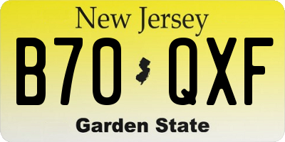 NJ license plate B70QXF