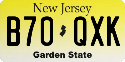 NJ license plate B70QXK