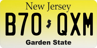 NJ license plate B70QXM