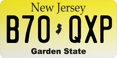 NJ license plate B70QXP