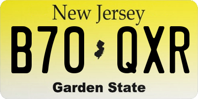 NJ license plate B70QXR