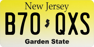 NJ license plate B70QXS