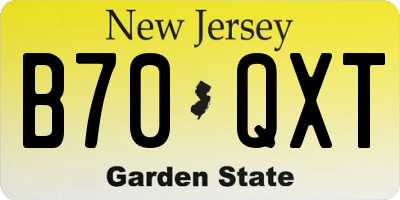 NJ license plate B70QXT