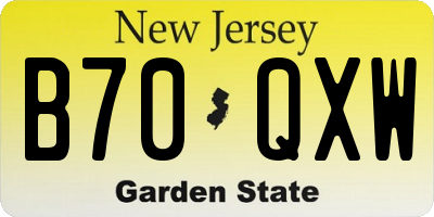 NJ license plate B70QXW