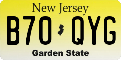 NJ license plate B70QYG