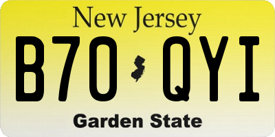 NJ license plate B70QYI