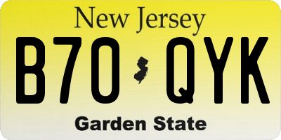 NJ license plate B70QYK