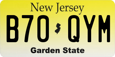 NJ license plate B70QYM