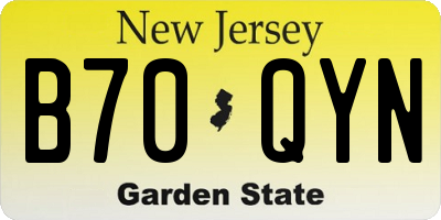 NJ license plate B70QYN