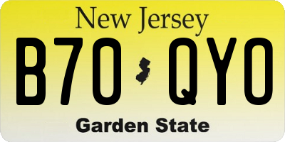 NJ license plate B70QYO