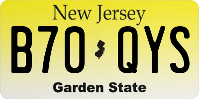 NJ license plate B70QYS