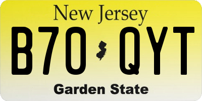 NJ license plate B70QYT