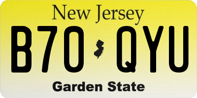 NJ license plate B70QYU