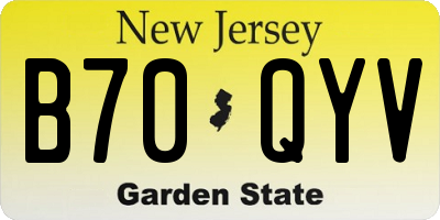 NJ license plate B70QYV