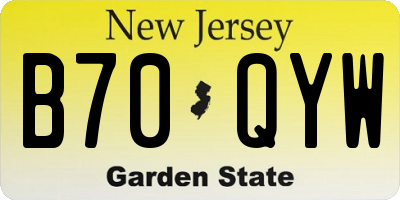NJ license plate B70QYW